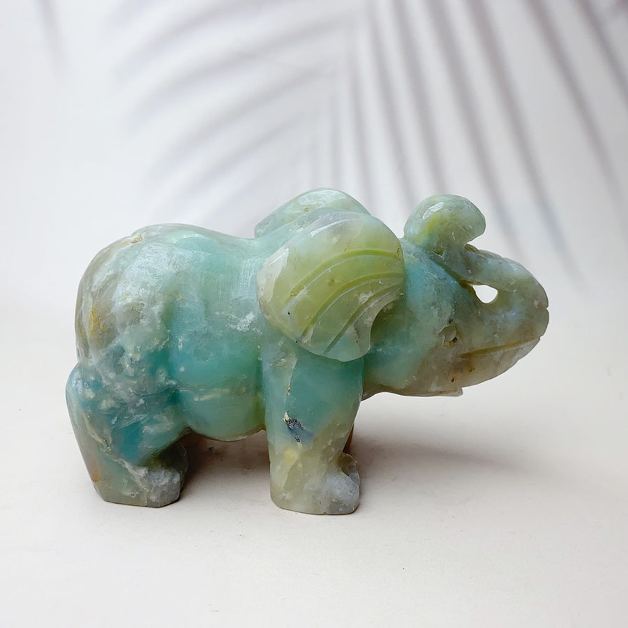 Natural Caribbean Crystal Gemstone Sculpture Animal Elephant