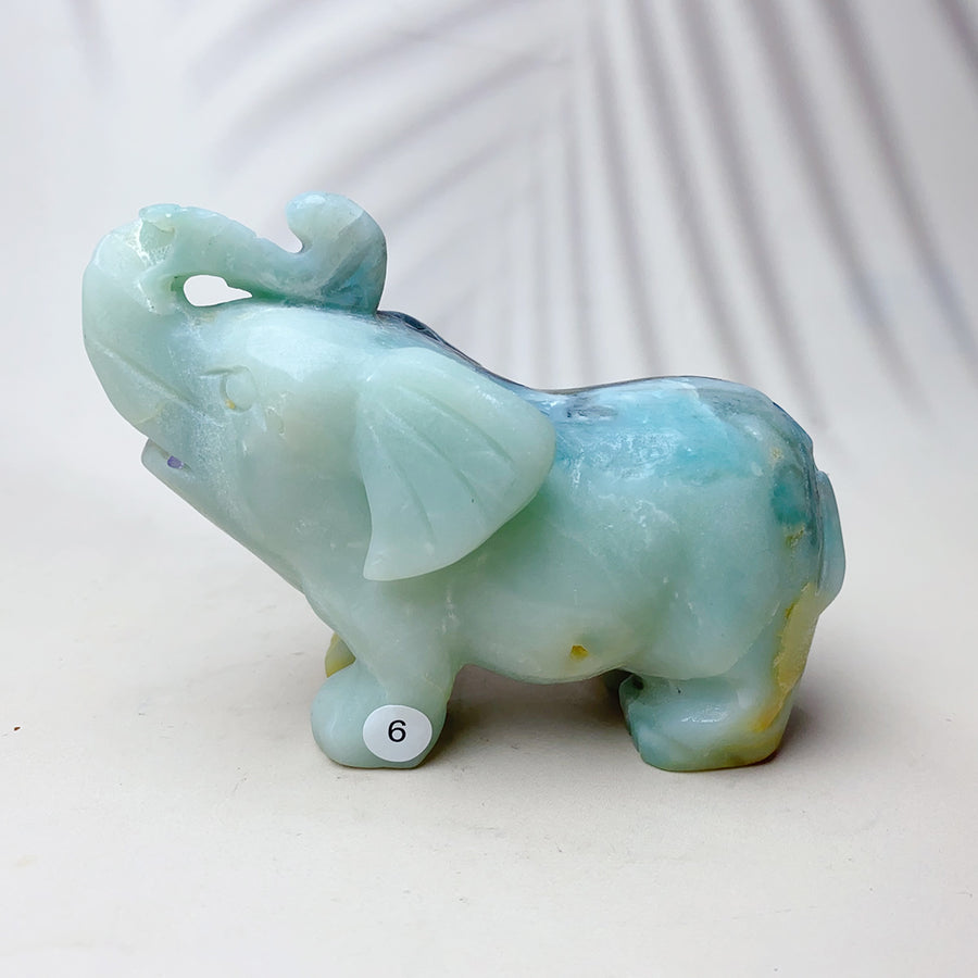 Natural Caribbean Crystal Gemstone Sculpture Animal Elephant