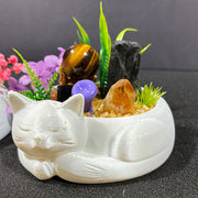 Sleeping Cat DIY Natural Crystal Pot Home Decoration