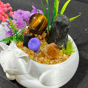 Sleeping Cat DIY Natural Crystal Pot Home Decoration