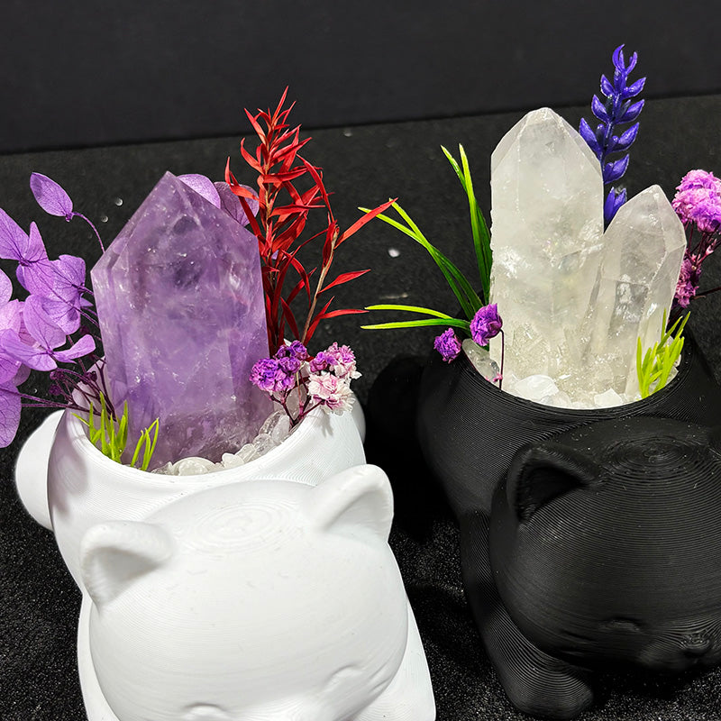 Sweet Cat Natural Crystal DIY Potted Craft Kit for Home Decor