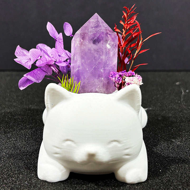 Sweet Cat Natural Crystal DIY Potted Craft Kit for Home Decor