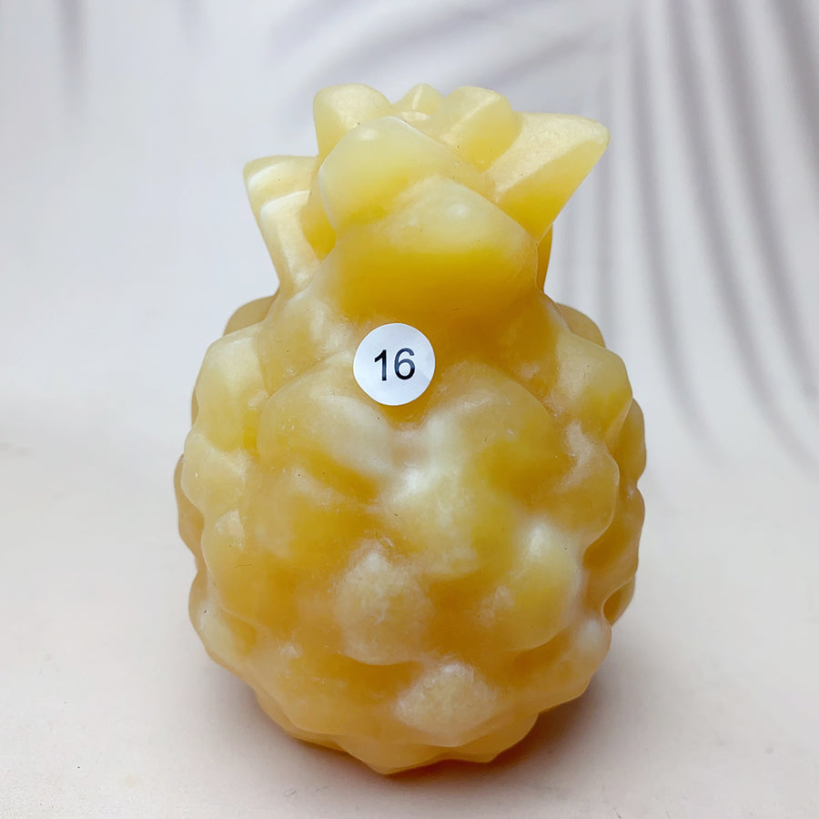 Orange Calcite Crystal Carved Fruit Pineapple  Halloween