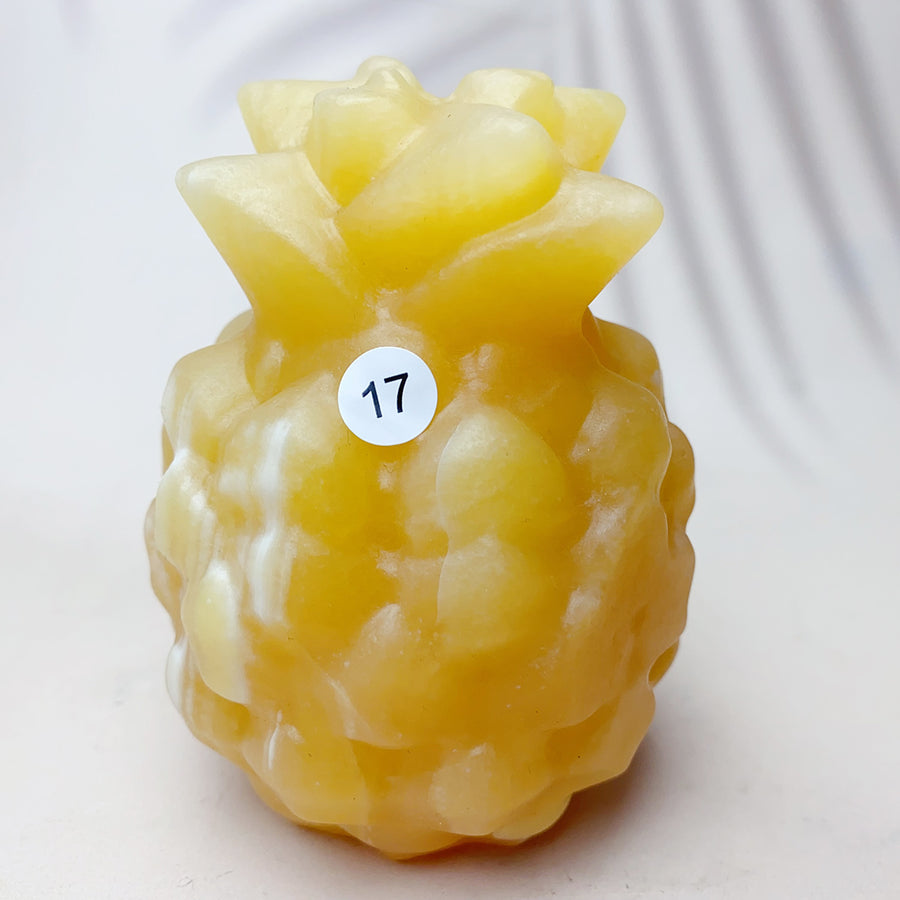 Orange Calcite Crystal Carved Fruit Pineapple  Halloween