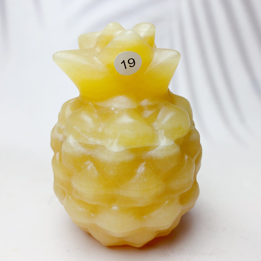 Orange Calcite Crystal Carved Fruit Pineapple  Halloween