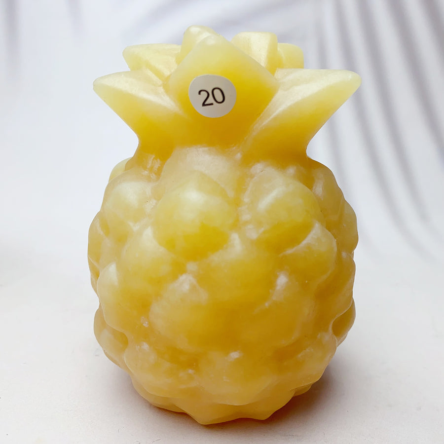 Orange Calcite Crystal Carved Fruit Pineapple  Halloween