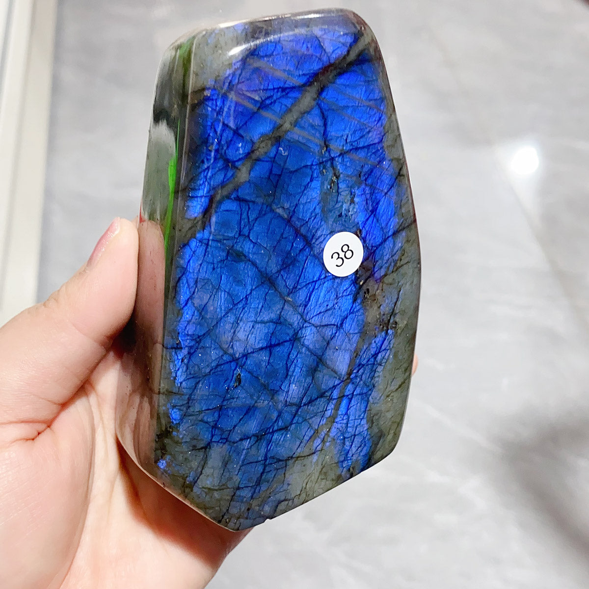 Natural Crystal Rainbow Blue Light Pull Feldspar Freeform Blue Flashy
