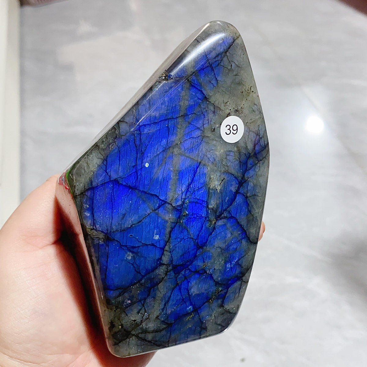 Natural Crystal Rainbow Blue Light Pull Feldspar Freeform Blue Flashy