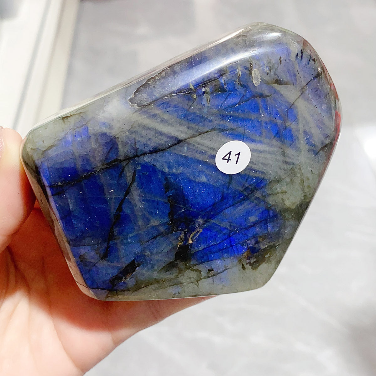 Natural Crystal Rainbow Blue Light Pull Feldspar Freeform Blue Flashy