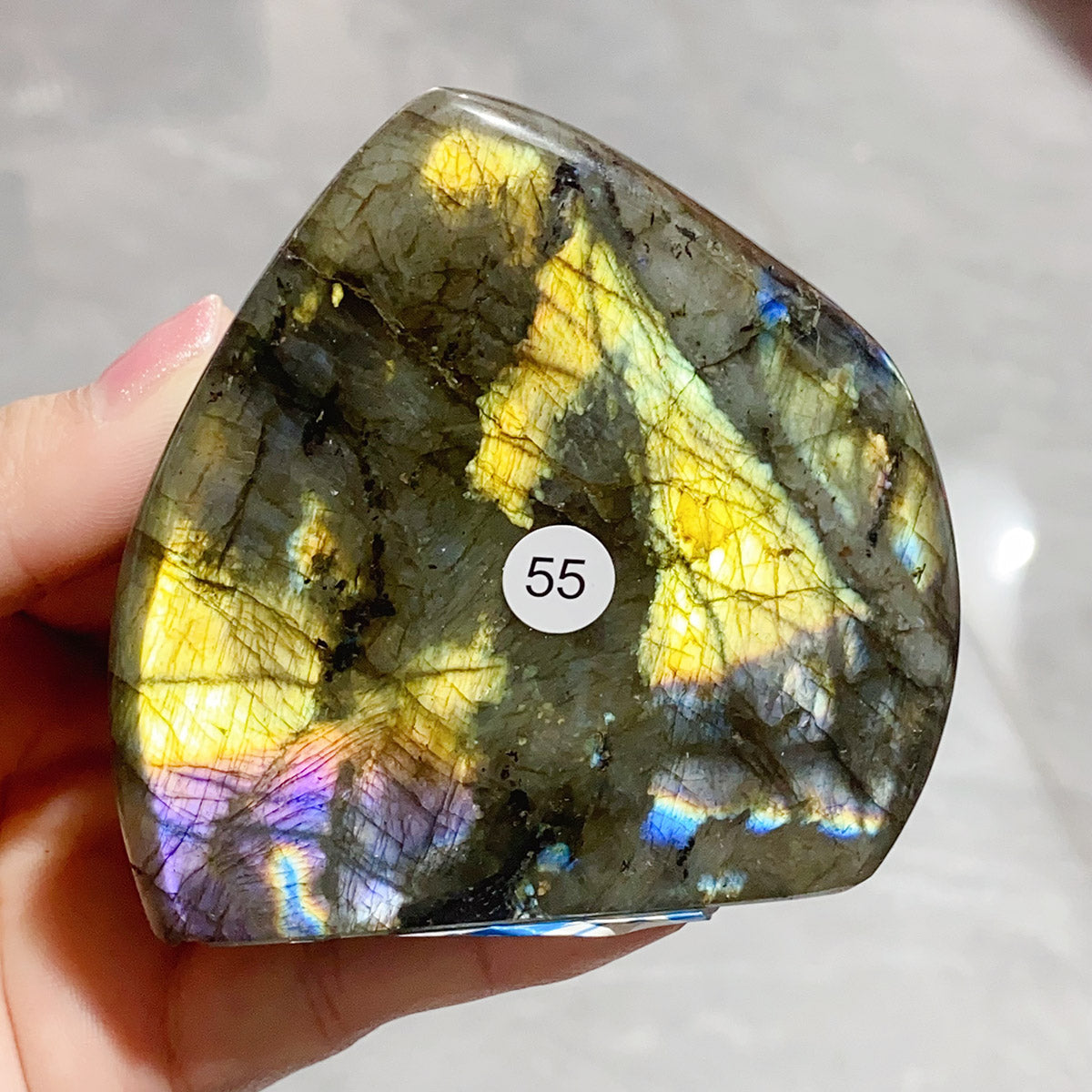 Natural Crystal Rainbow Blue Light Pull Feldspar Freeform Blue Flashy