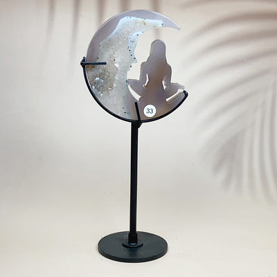 Crystal Druzy Agate Moon Face With Yoga Lady