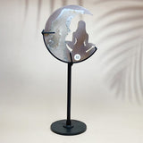 Crystal Druzy Agate Moon Face With Yoga Lady