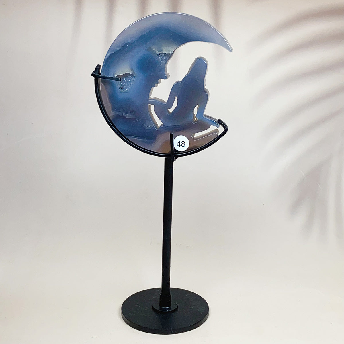 Crystal Druzy Agate Moon Face With Yoga Lady