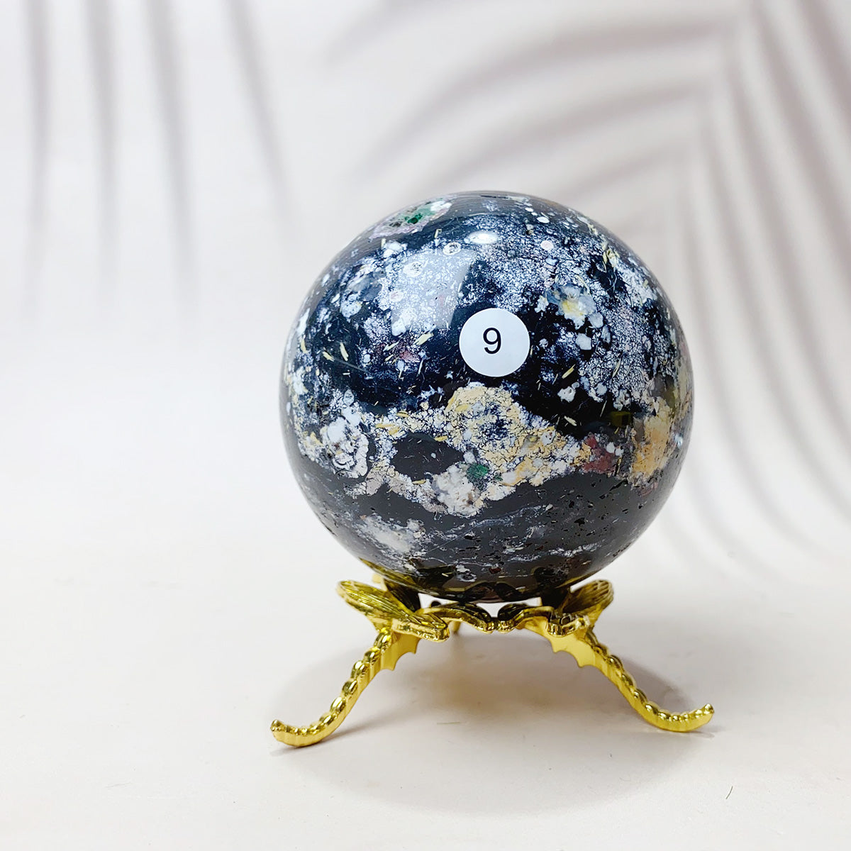 Natural Black Pearl Jade Crystal Sphere