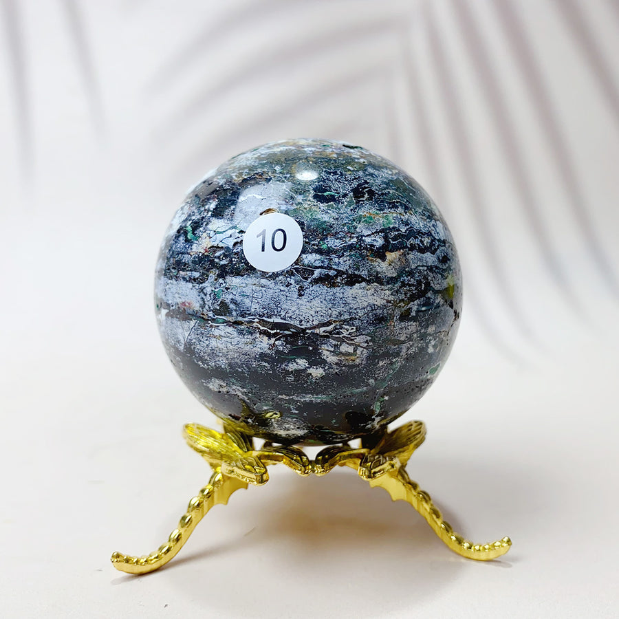 Natural Black Pearl Jade Crystal Sphere