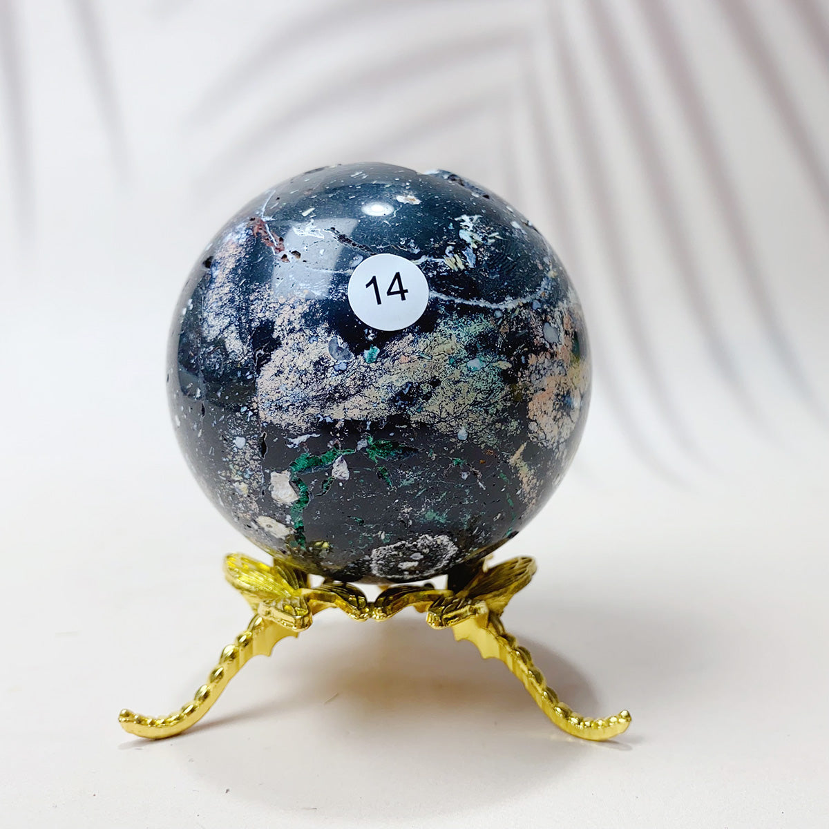 Natural Black Pearl Jade Crystal Sphere