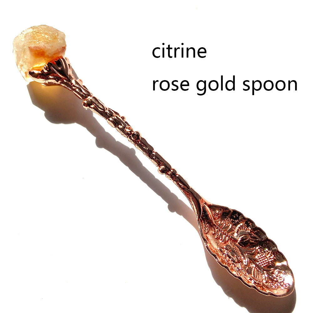 Natural Crystal Raw Stone Inlaid Spoon