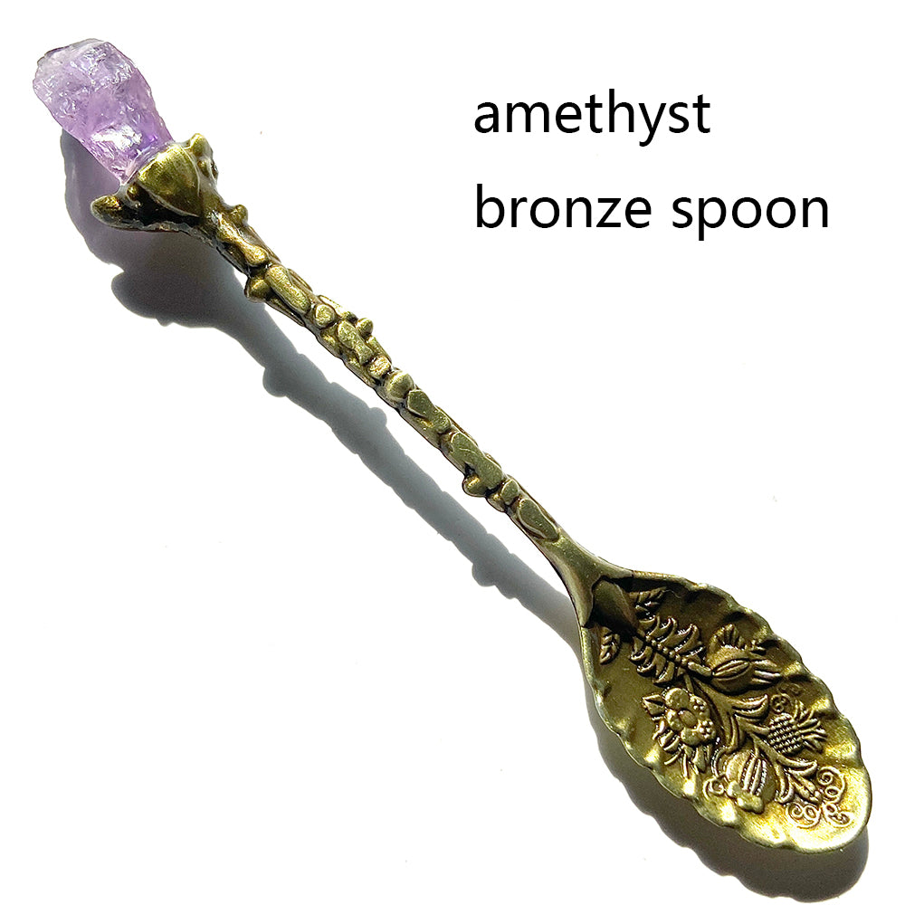 Natural Crystal Raw Stone Inlaid Spoon