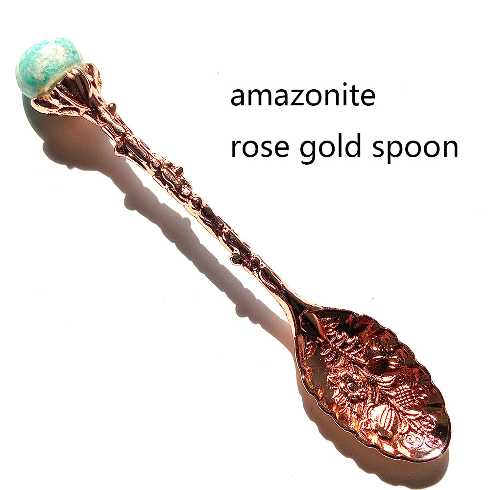 Natural Crystal Raw Stone Inlaid Spoon