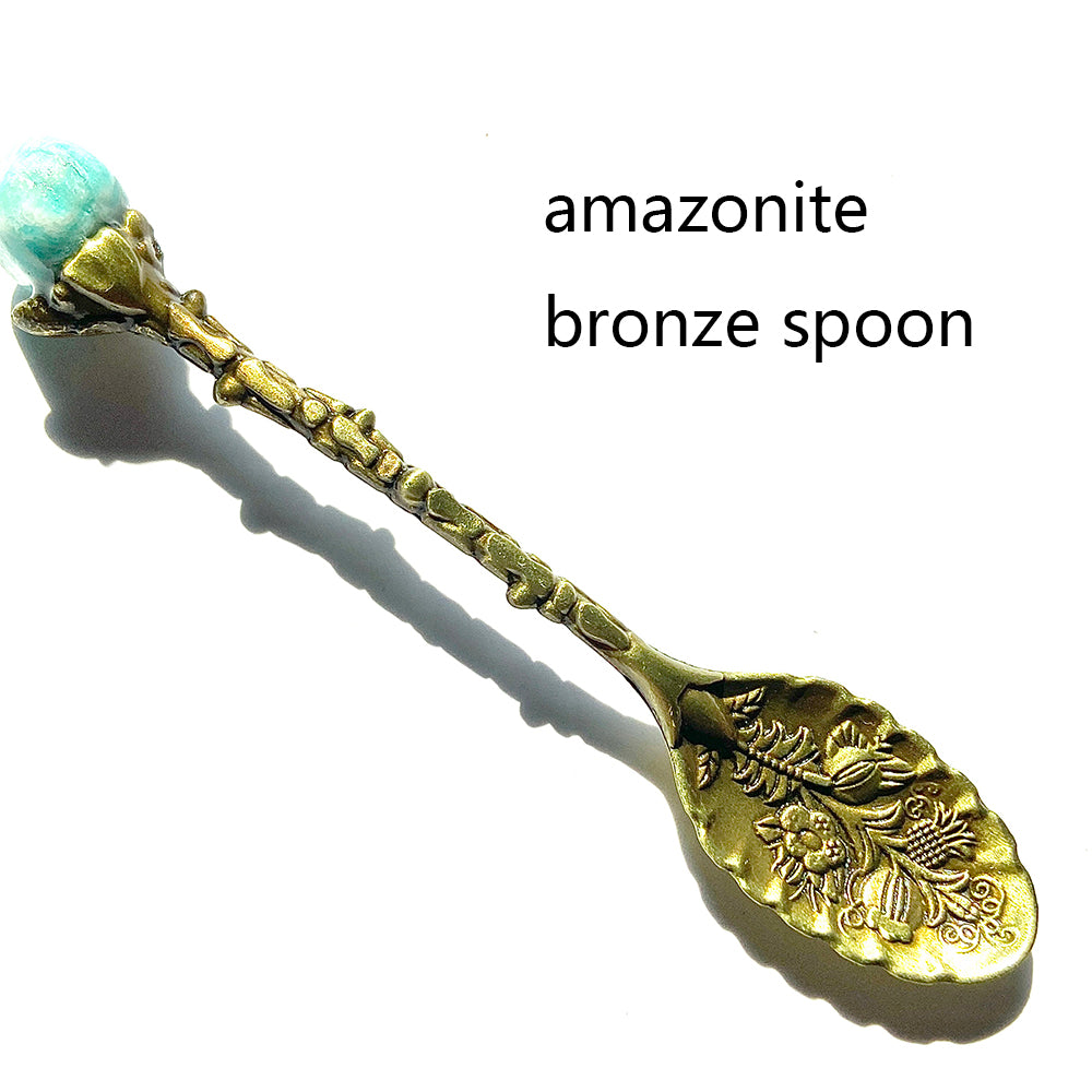 Natural Crystal Raw Stone Inlaid Spoon