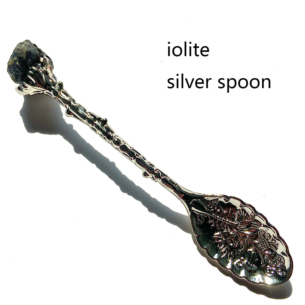 Natural Crystal Raw Stone Inlaid Spoon