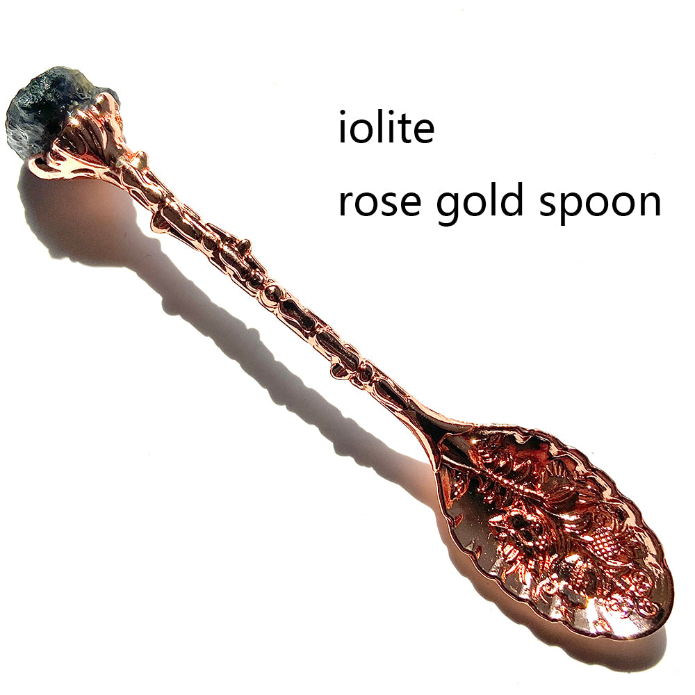 Natural Crystal Raw Stone Inlaid Spoon