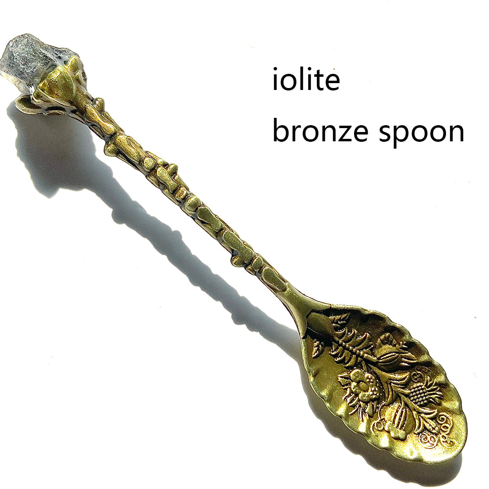 Natural Crystal Raw Stone Inlaid Spoon