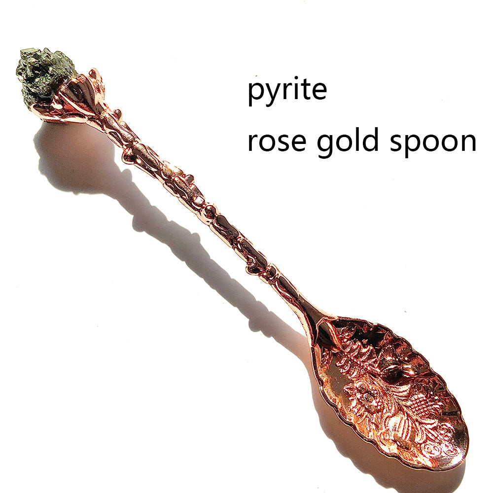 Natural Crystal Raw Stone Inlaid Spoon