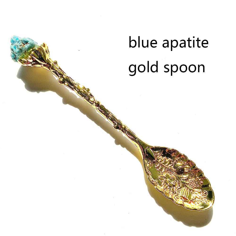 Natural Crystal Raw Stone Inlaid Spoon