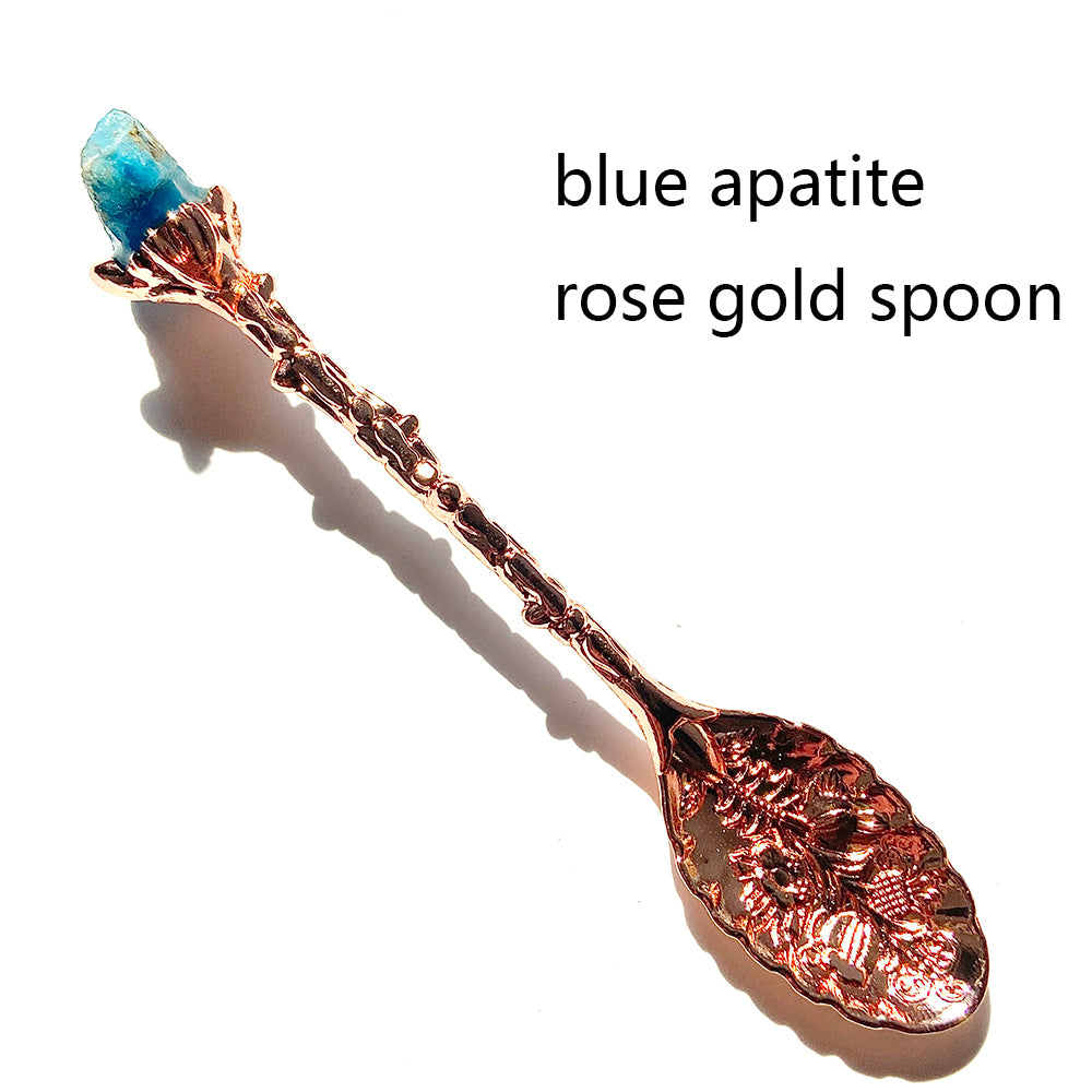 Natural Crystal Raw Stone Inlaid Spoon