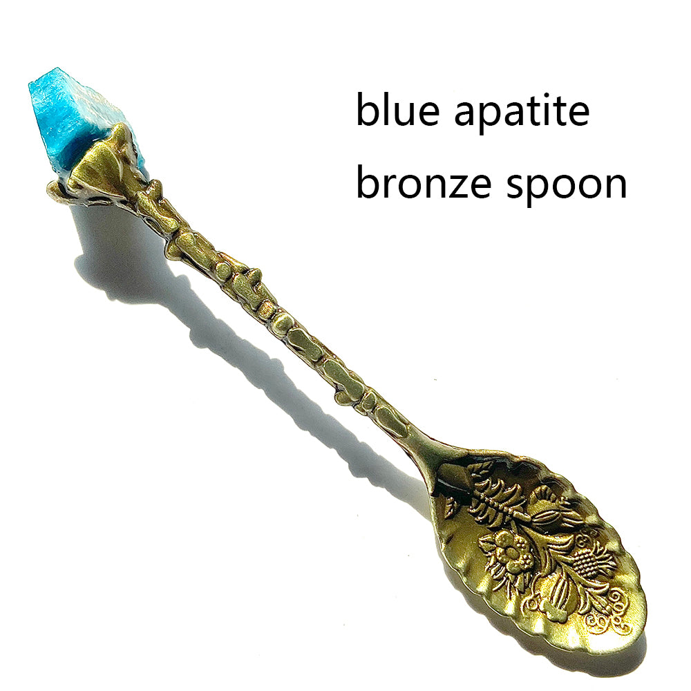 Natural Crystal Raw Stone Inlaid Spoon