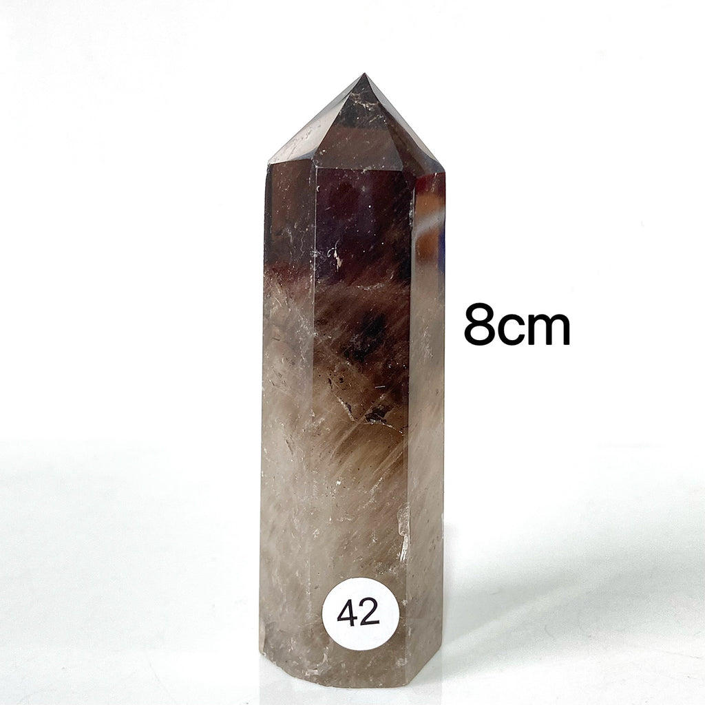 Natural Smokey Quartz Dark Color Crystal Tower