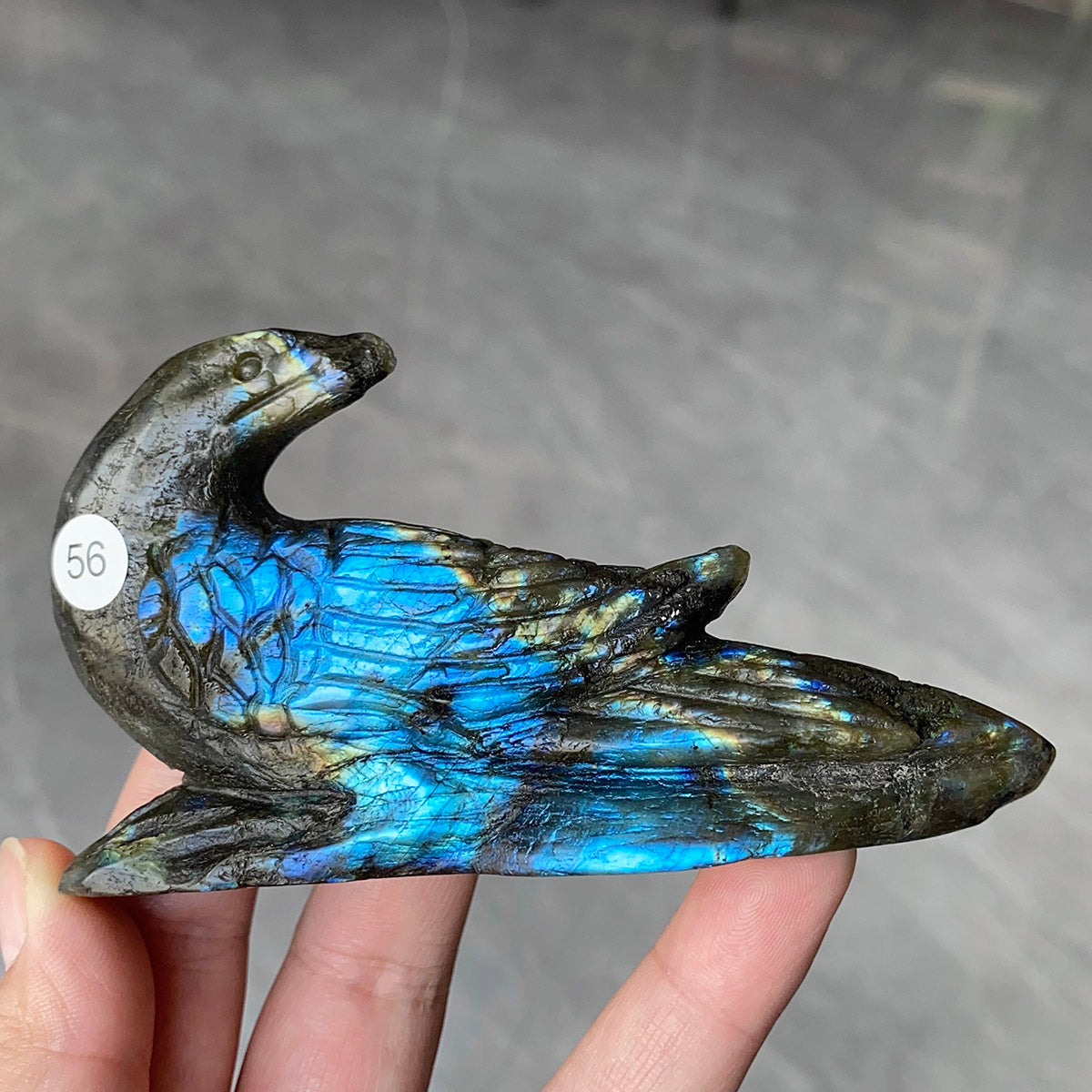 Natural Purple Light Pull Feldspar Crystal Carved Animal Owl And  Bird