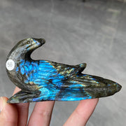 Natural Purple Light Pull Feldspar Crystal Carved Animal Owl And  Bird