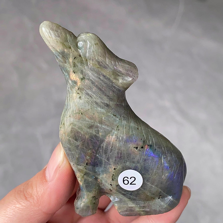 Natural Purple Light Pull Feldspar Crystal Carved Animal Owl And  Bird