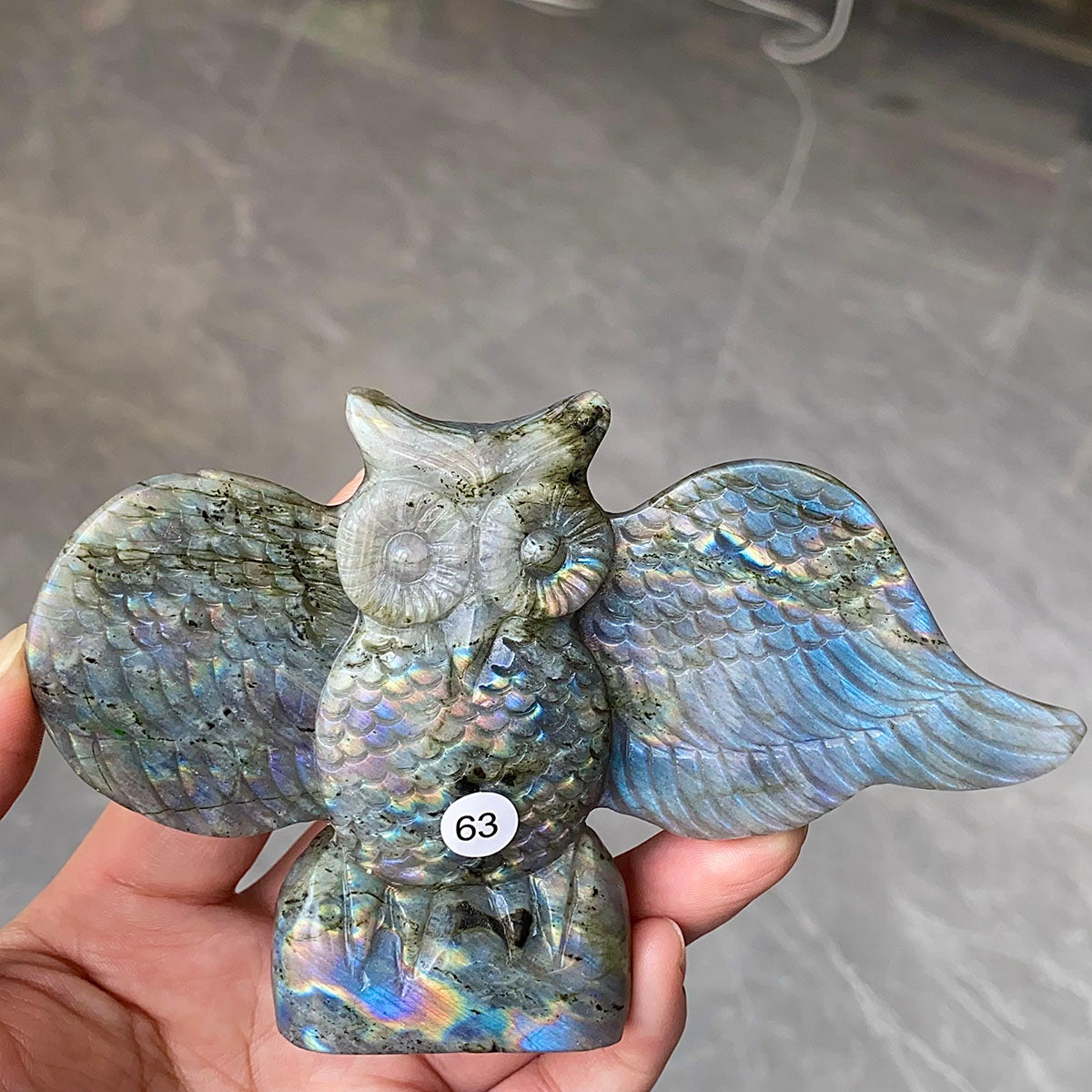 Natural Purple Light Pull Feldspar Crystal Carved Animal Owl And  Bird