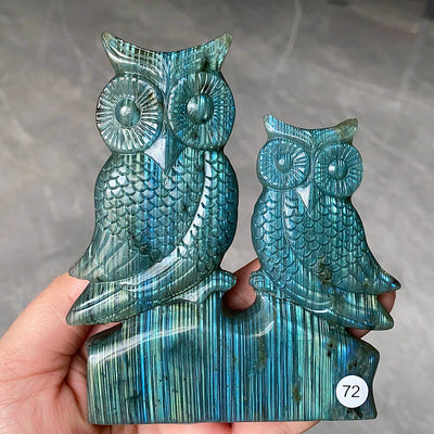 Natural Purple Light Pull Feldspar Crystal Carved Animal Owl And  Bird