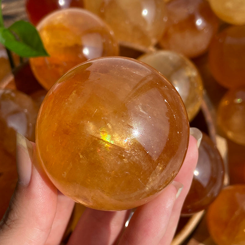 Natural Honey Calcite Spheres