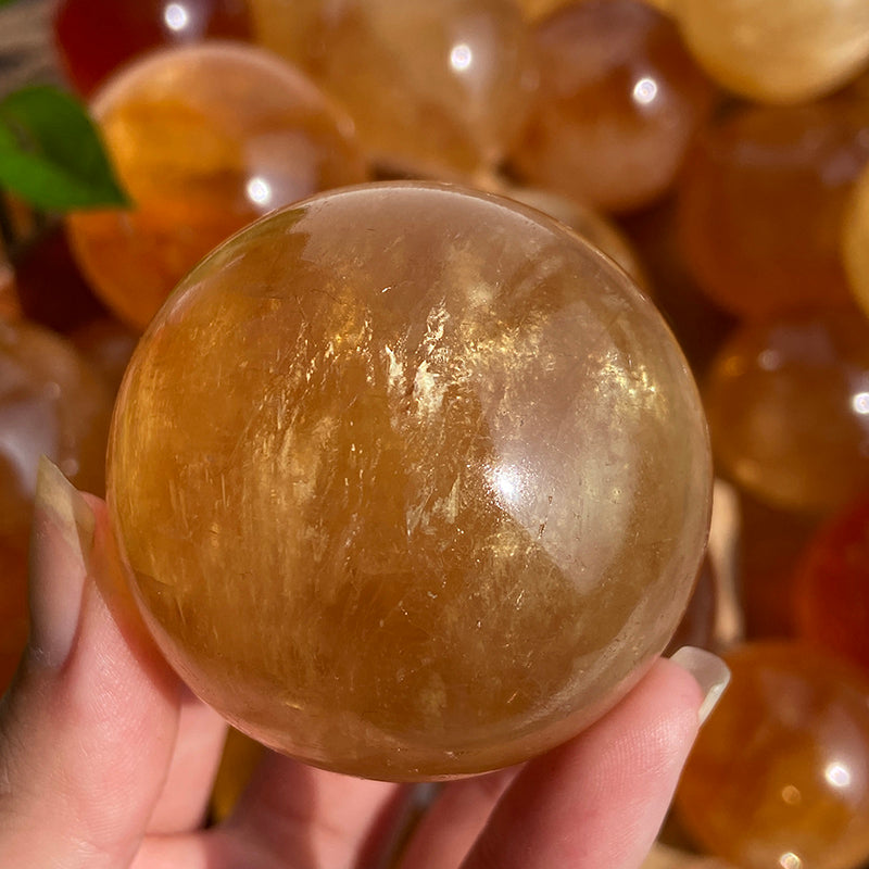 Natural Honey Calcite Spheres