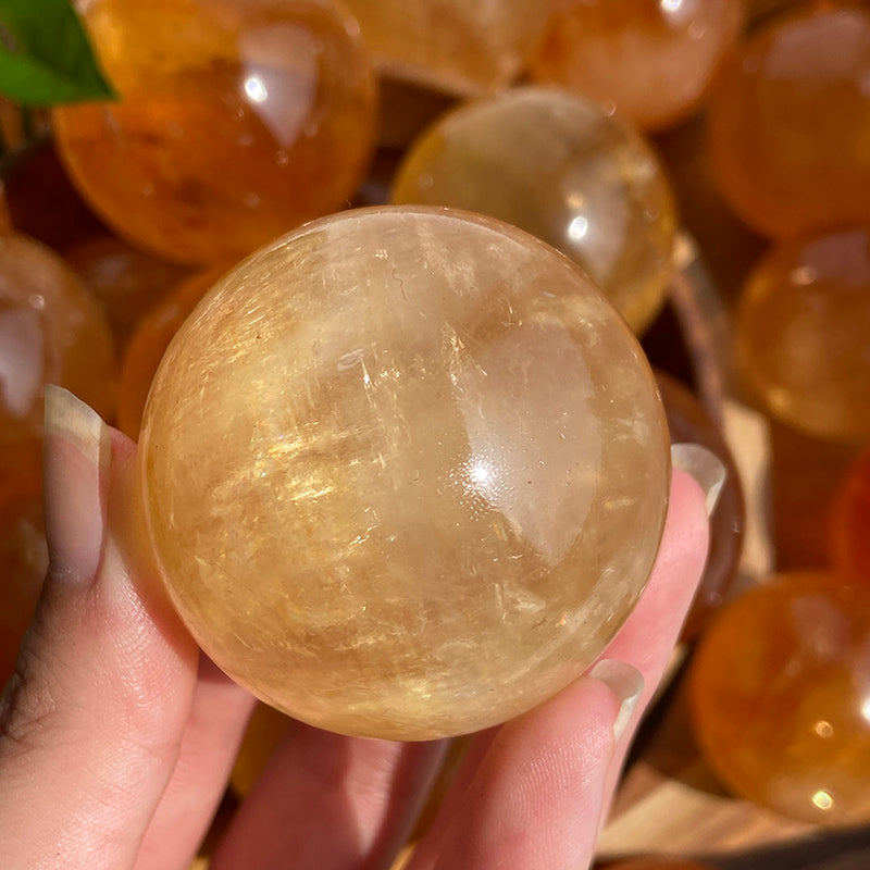 Natural Honey Calcite Spheres