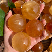 Natural Honey Calcite Spheres
