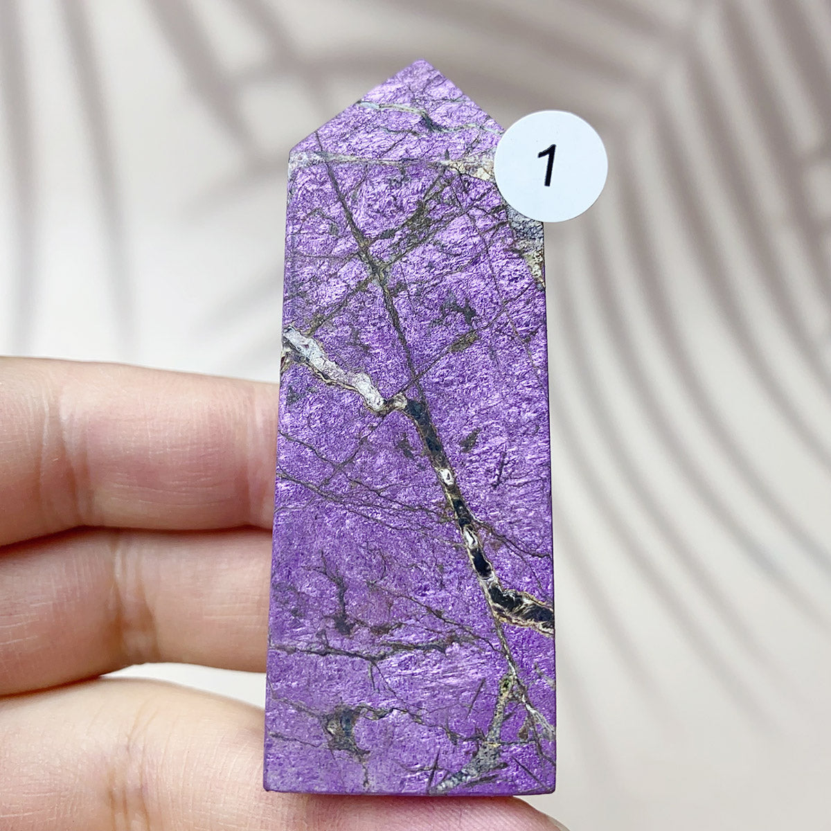 Natural Purpurite Points Purple Light Crystal Quartz Tower
