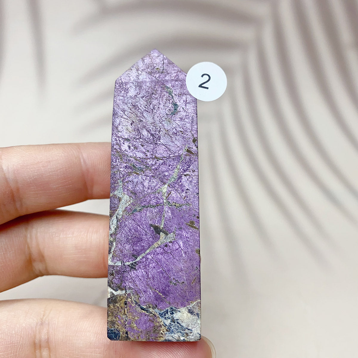 Natural Purpurite Points Purple Light Crystal Quartz Tower