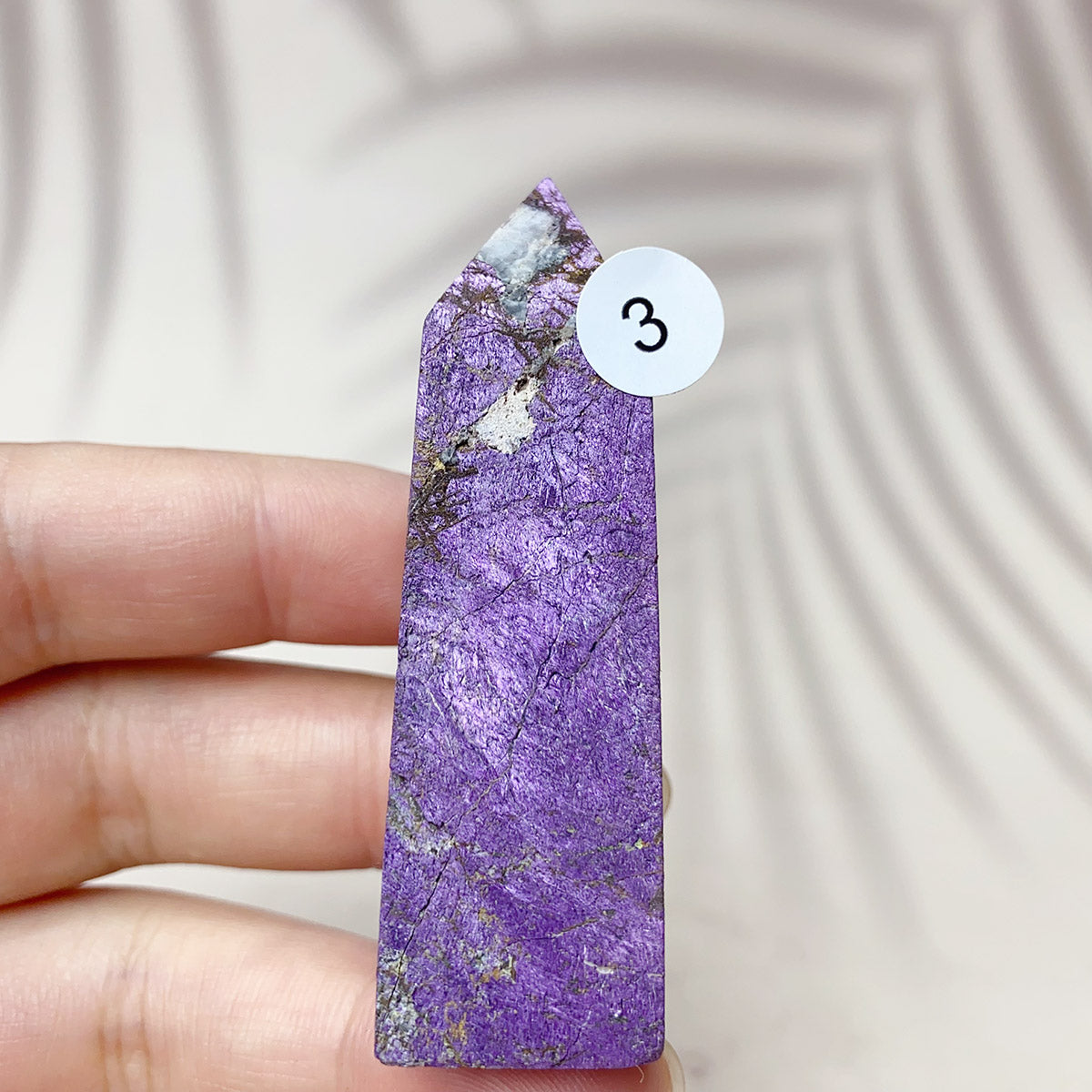 Natural Purpurite Points Purple Light Crystal Quartz Tower