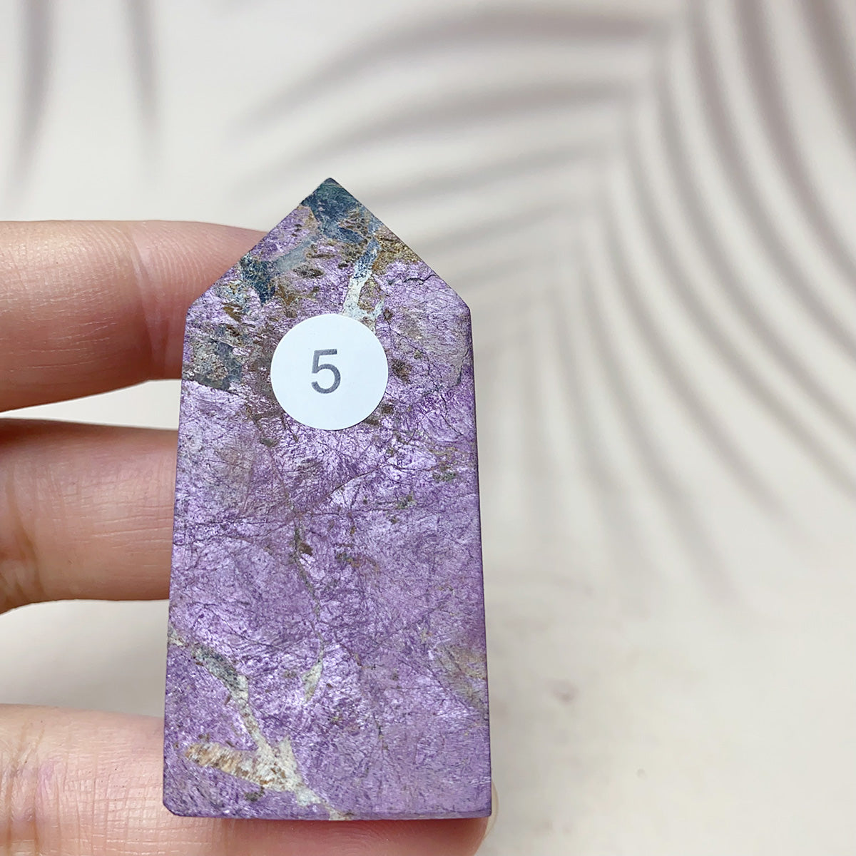 Natural Purpurite Points Purple Light Crystal Quartz Tower