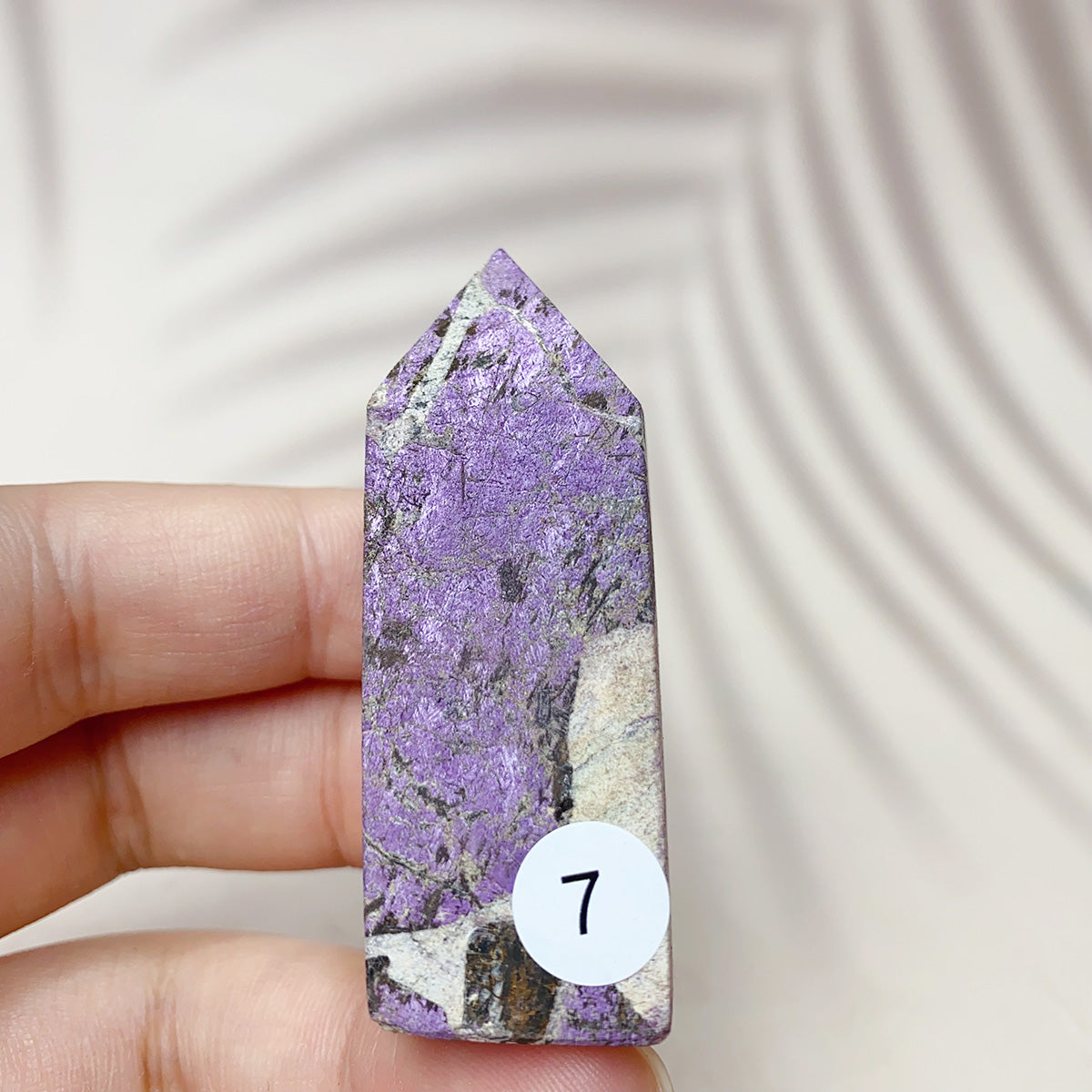 Natural Purpurite Points Purple Light Crystal Quartz Tower