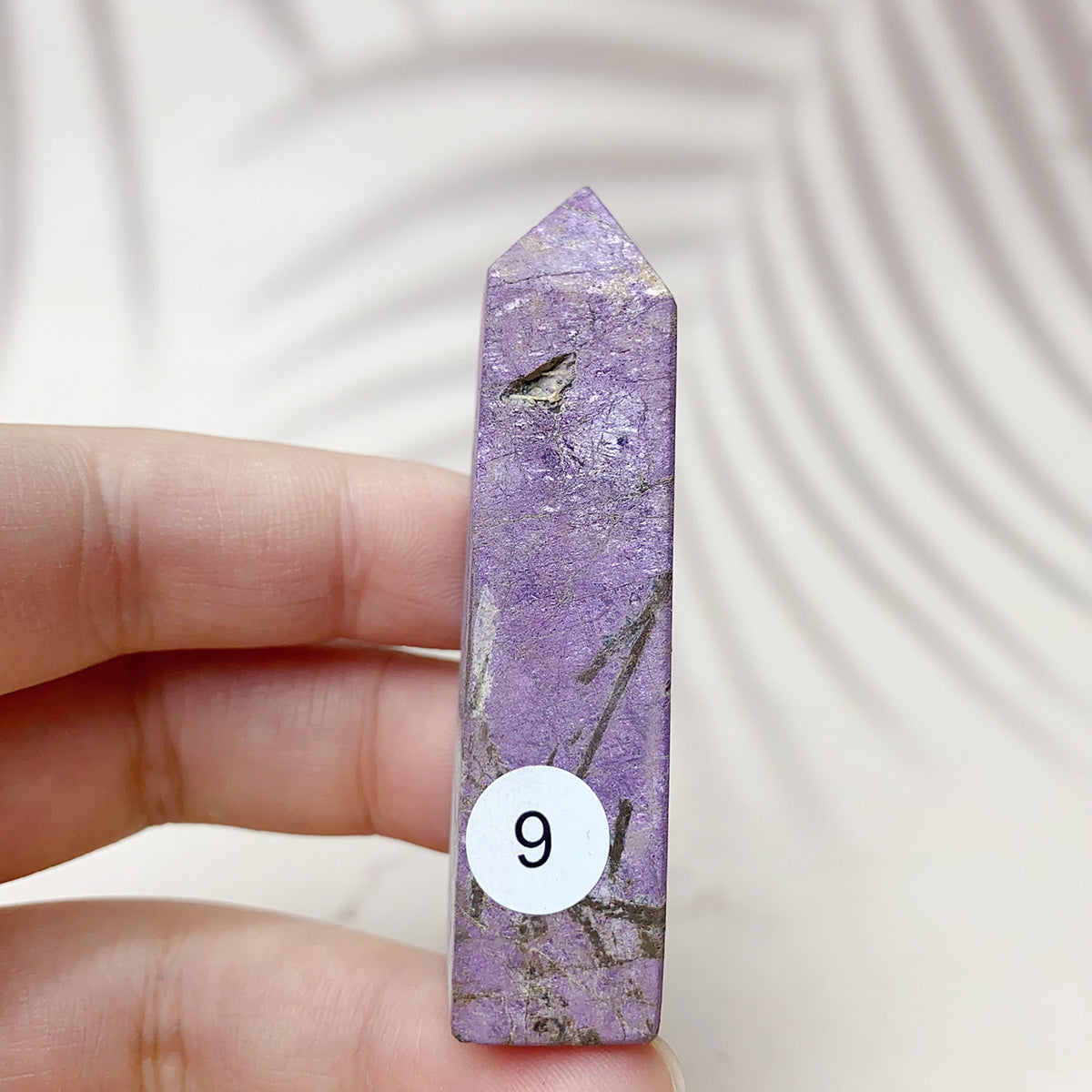 Natural Purpurite Points Purple Light Crystal Quartz Tower