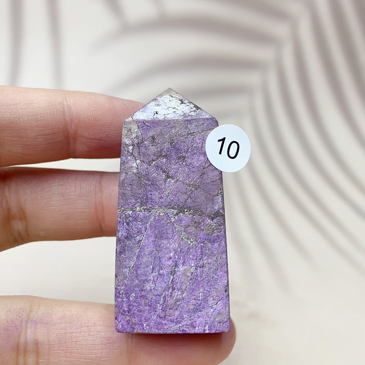 Natural Purpurite Points Purple Light Crystal Quartz Tower