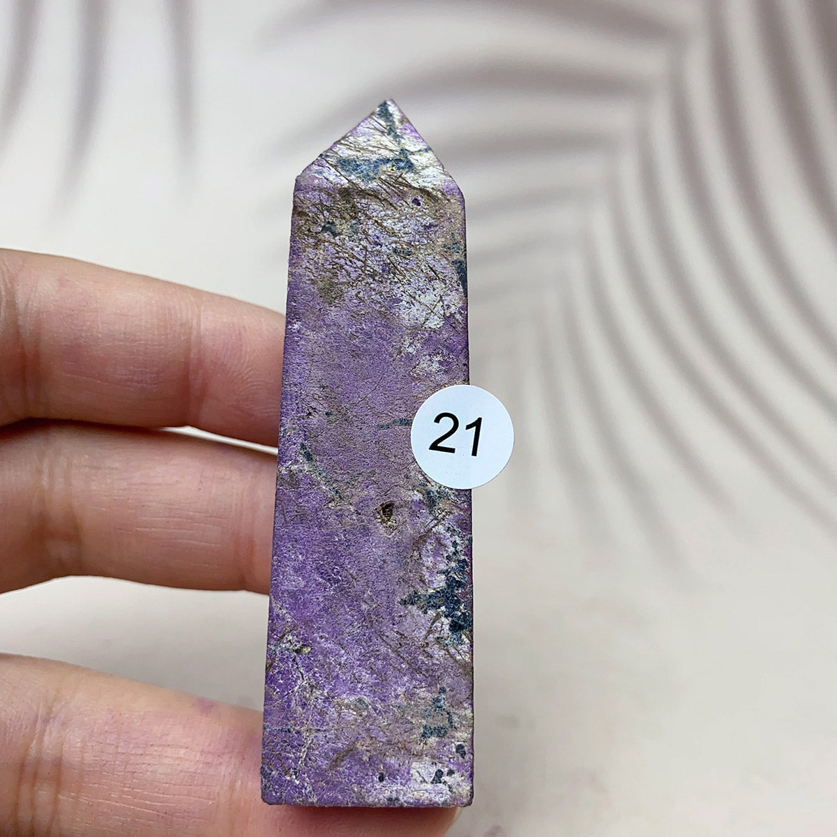 Natural Purpurite Points Purple Light Crystal Quartz Tower