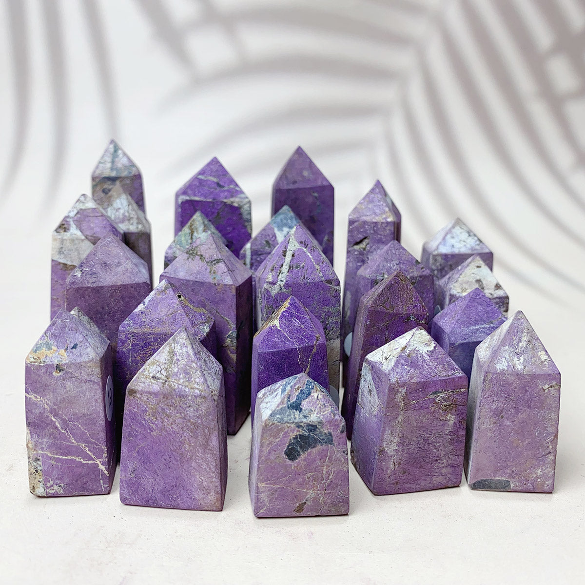 Natural Purpurite Points Purple Light Crystal Quartz Tower